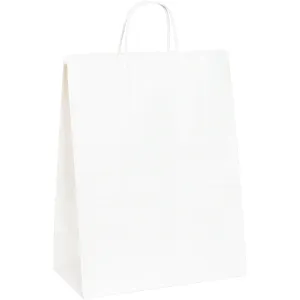 13 x 7 x 17" White Paper Shopping Bags