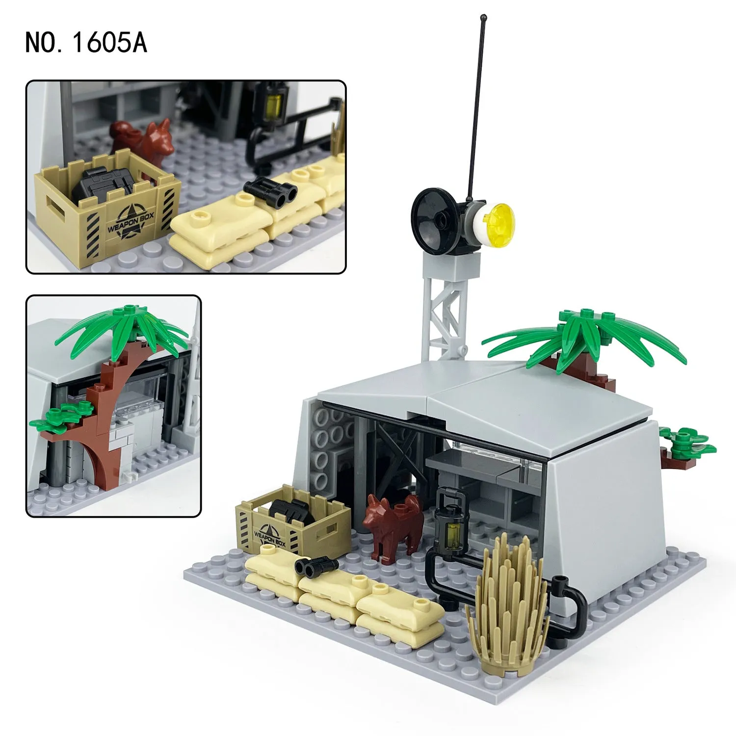 1605a Field Command Post Post Stalking Station Small Particle Military Model Children Assembling Building Blocks Toy Weapon