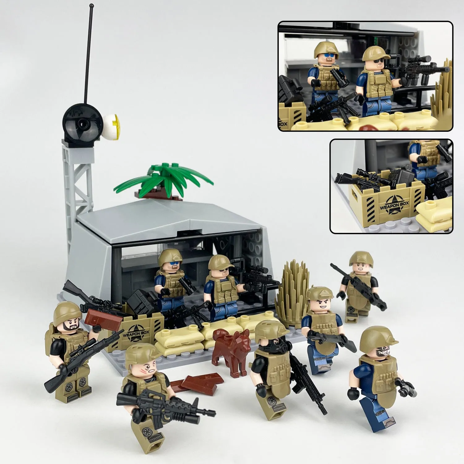 1605a Field Command Post Post Stalking Station Small Particle Military Model Children Assembling Building Blocks Toy Weapon