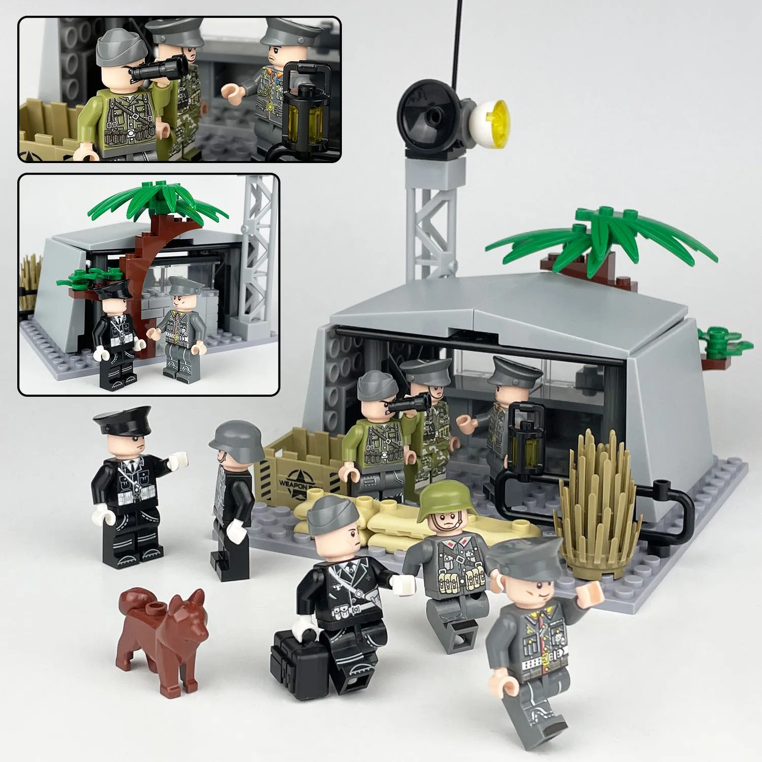 1605a Field Command Post Post Stalking Station Small Particle Military Model Children Assembling Building Blocks Toy Weapon