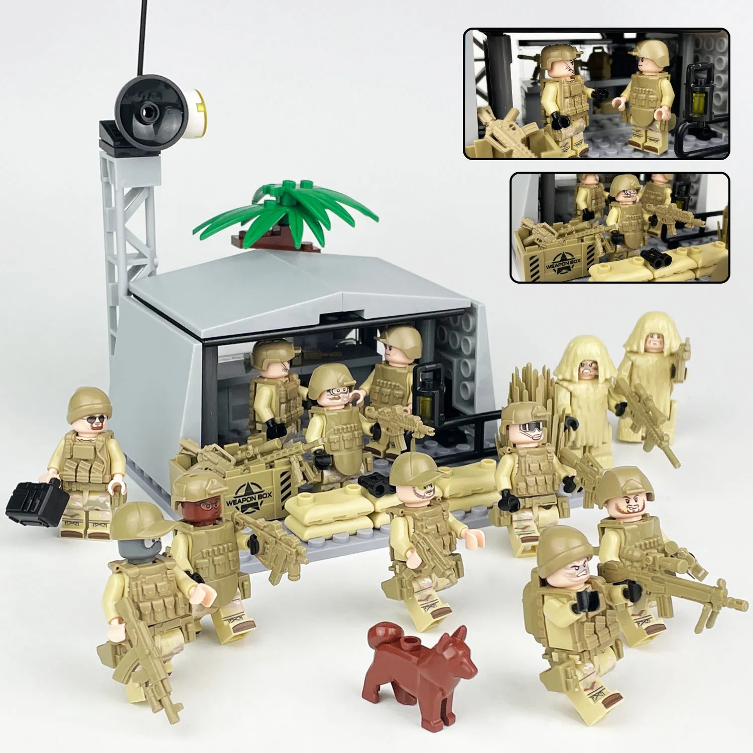 1605a Field Command Post Post Stalking Station Small Particle Military Model Children Assembling Building Blocks Toy Weapon