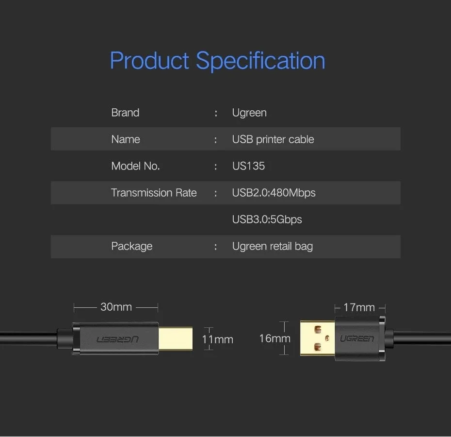20846 USB 2.0 Printer Cable | 1M