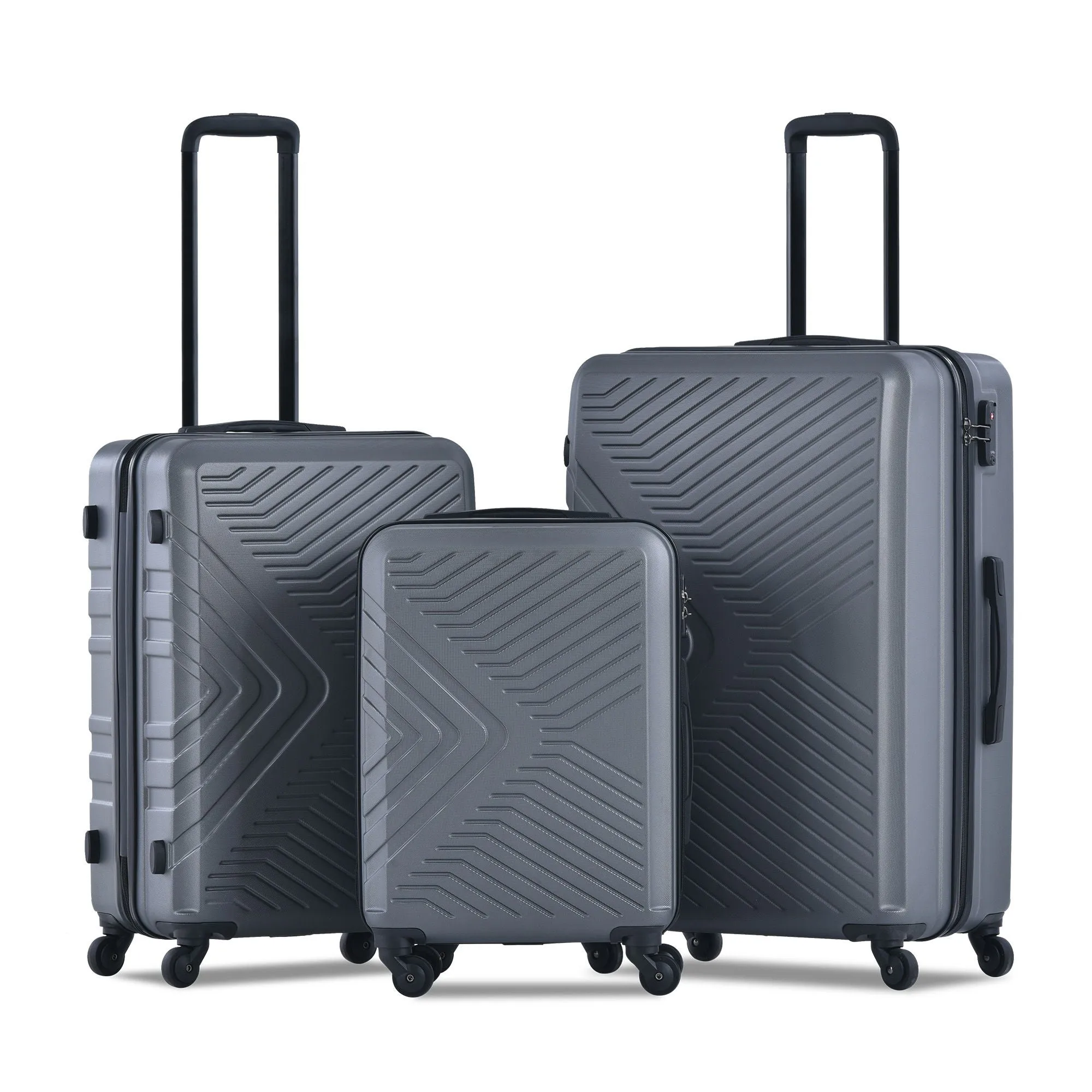3 Piece Luggage Sets Lightweight Suitcase With Two Hooks, Spinner Wheels, Tsa Lock, Durable Hard Shell by Couch.com