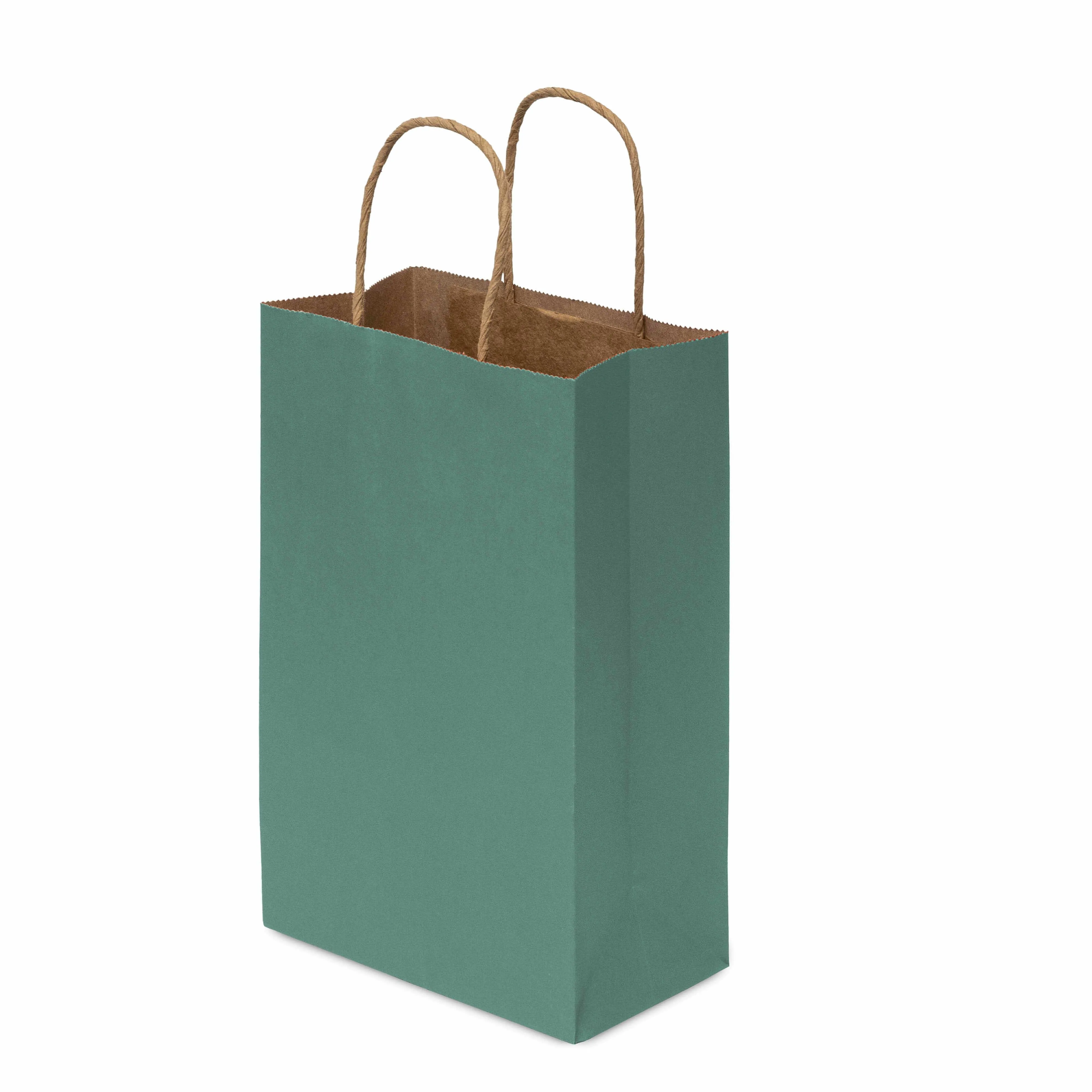 6x3x9 Extra Small Green Paper Bags with Handles