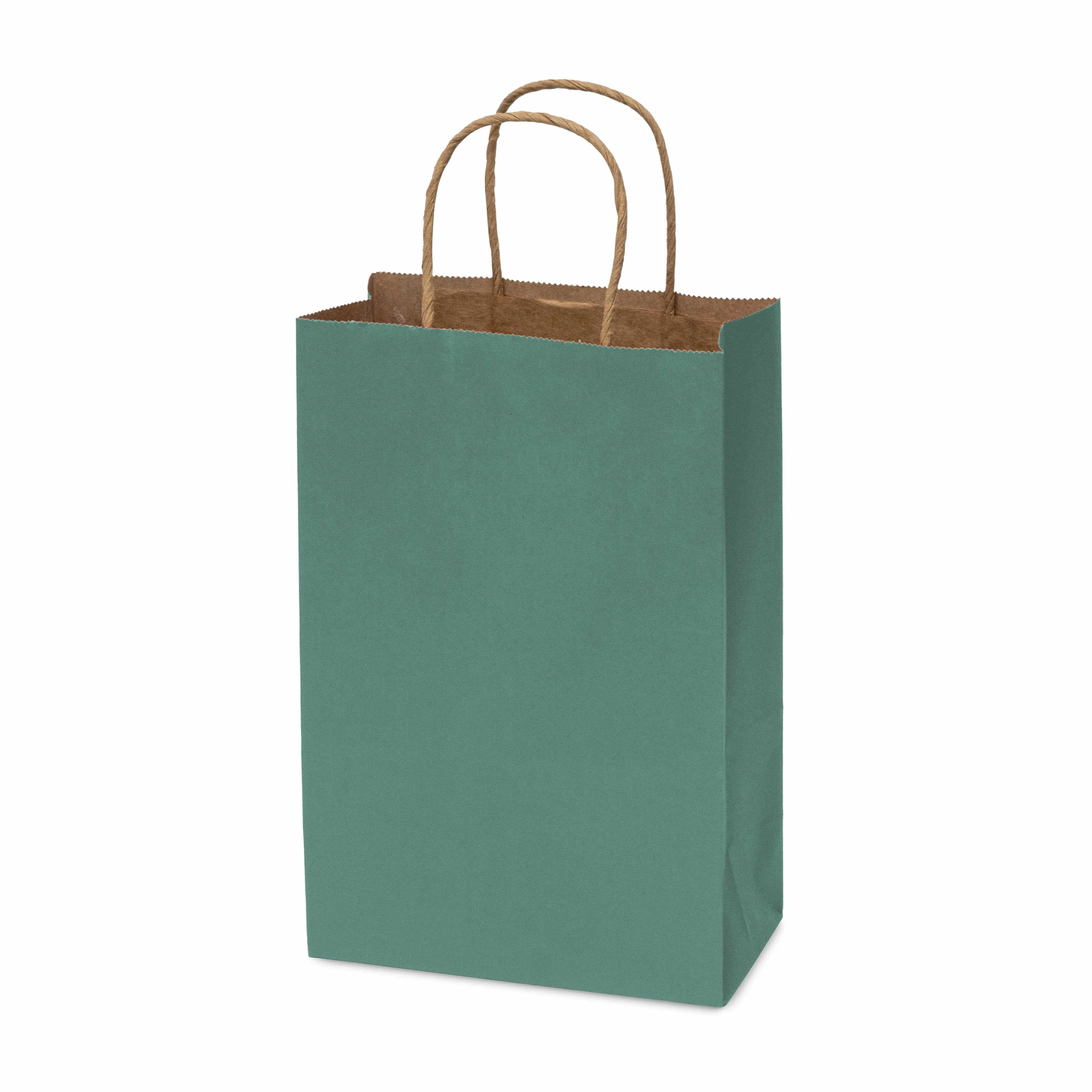 6x3x9 Extra Small Green Paper Bags with Handles