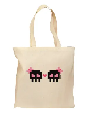 8-Bit Skull Love - Girl and Girl Grocery Tote Bag