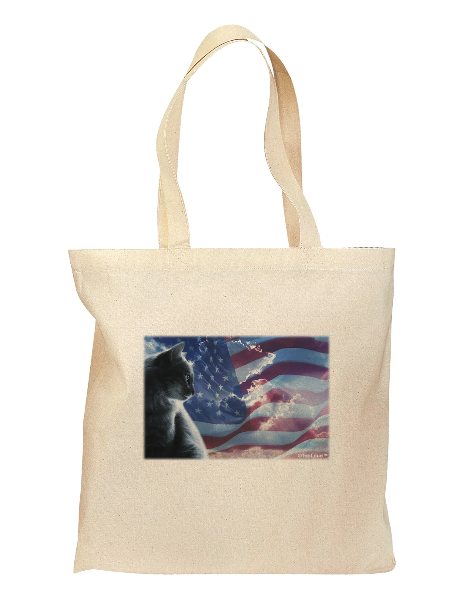 All American Cat Grocery Tote Bag by TooLoud
