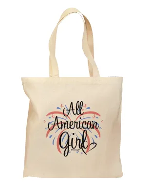All American Girl - Fireworks and Heart Grocery Tote Bag by TooLoud