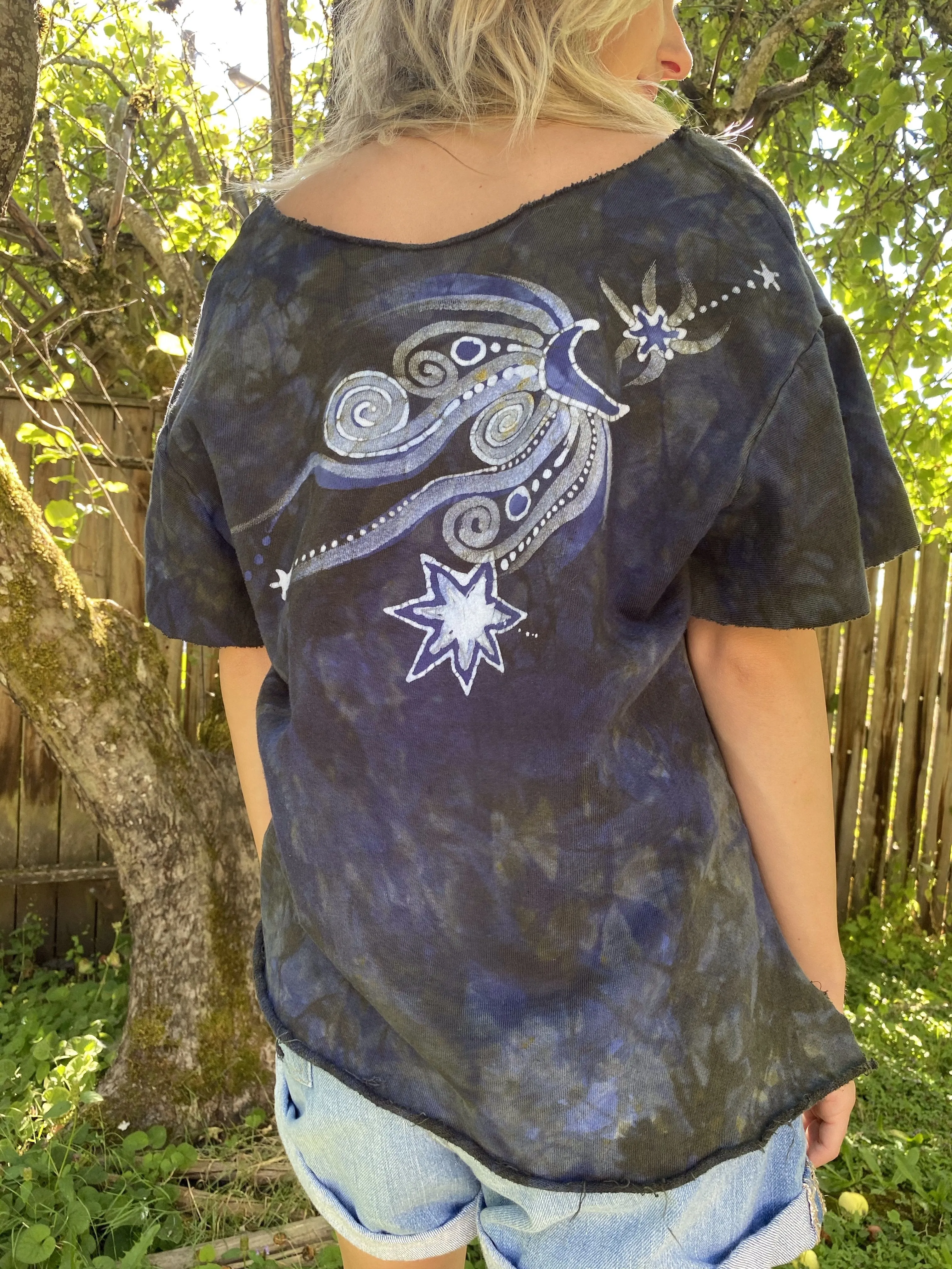 Amethyst Rain Forest Cotton Handmade Batik Top - Large