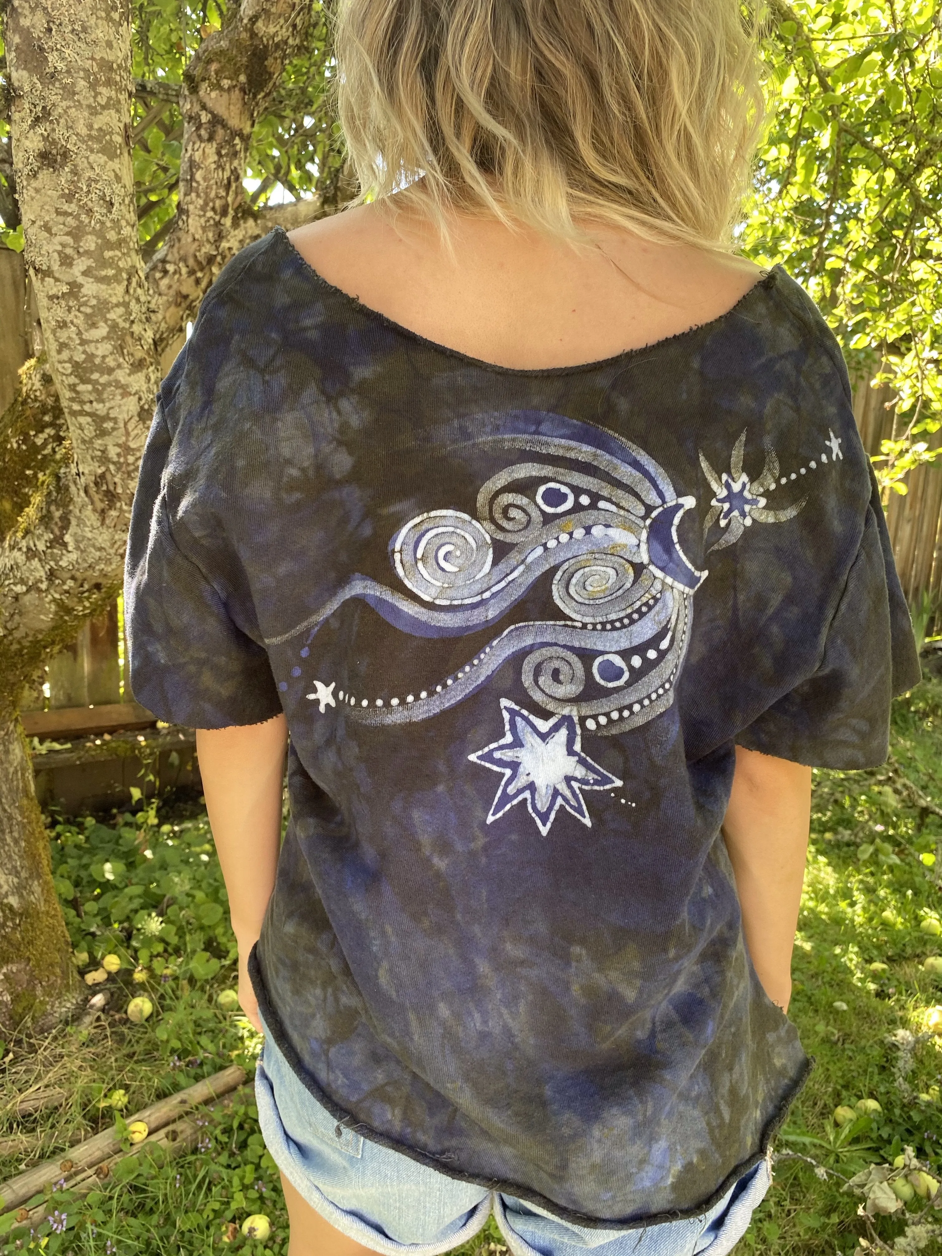 Amethyst Rain Forest Cotton Handmade Batik Top - Large