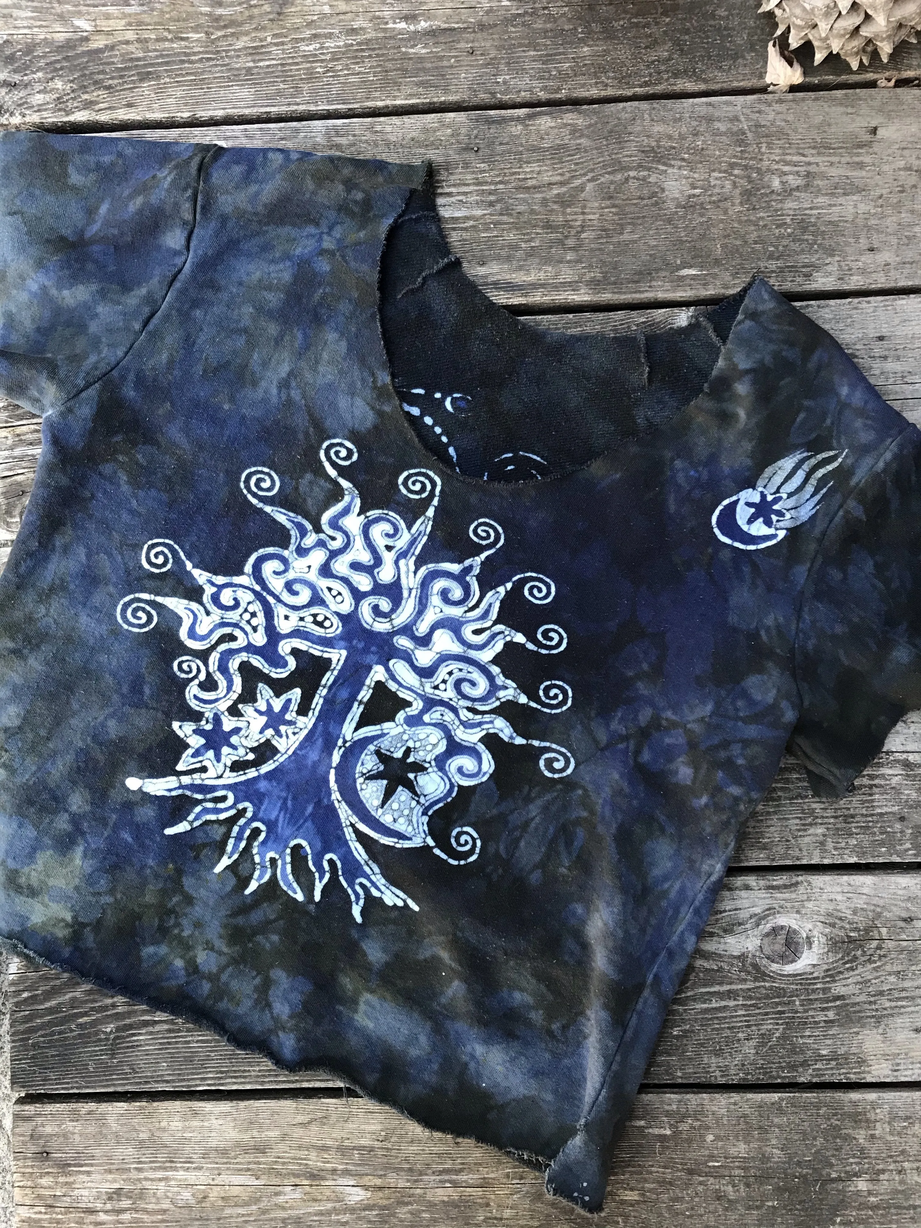 Amethyst Rain Forest Cotton Handmade Batik Top - Large
