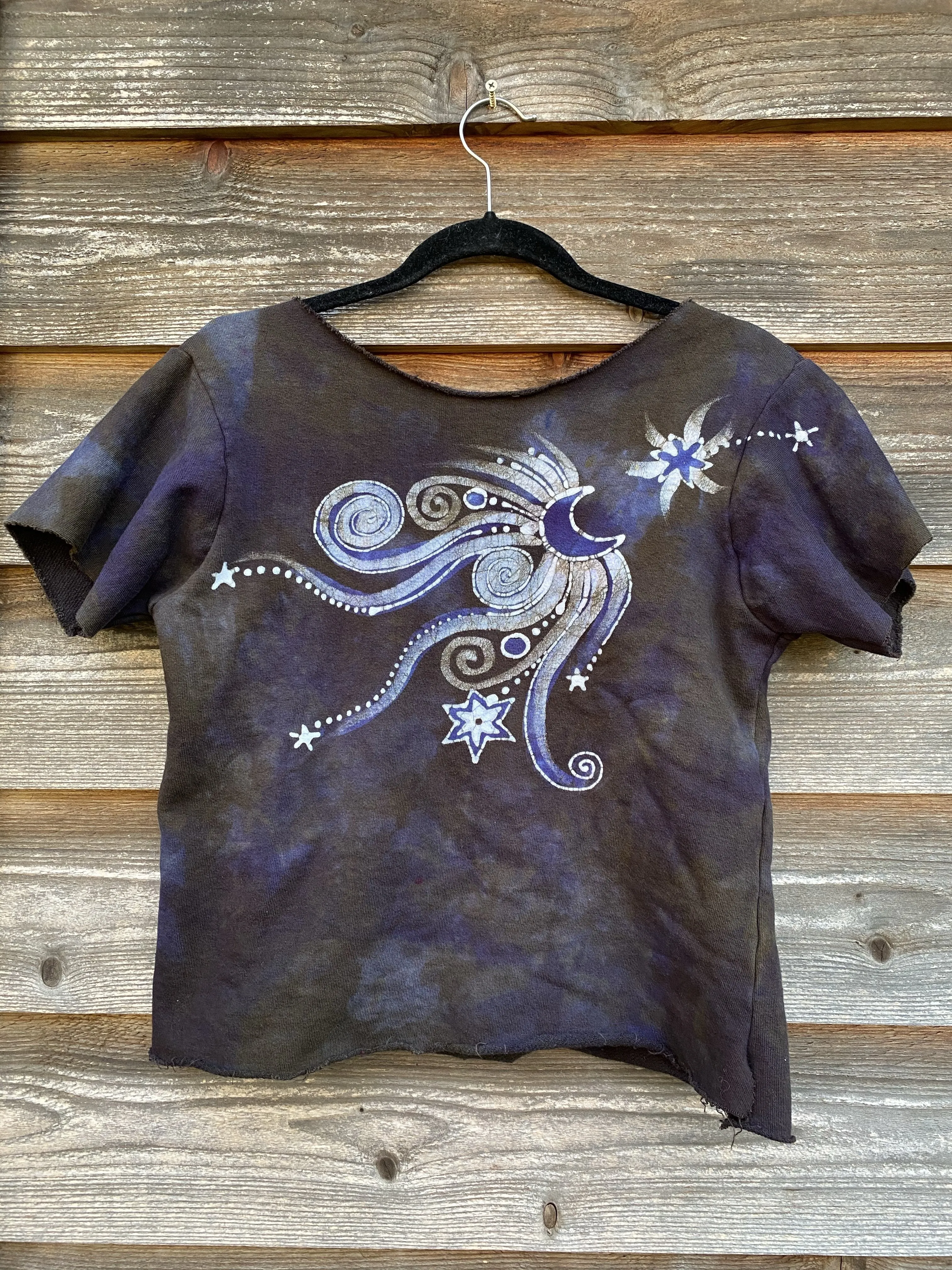 Amethyst Rain Forest Cotton Handmade Batik Top - Large