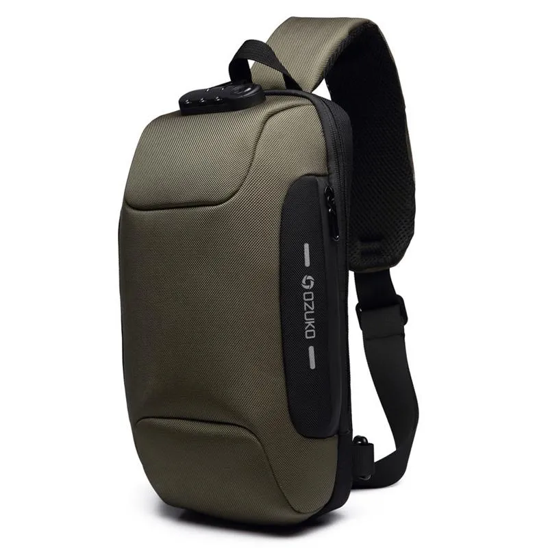 Anti Theft Men Waterproof Crossbody Bag With USB Port
