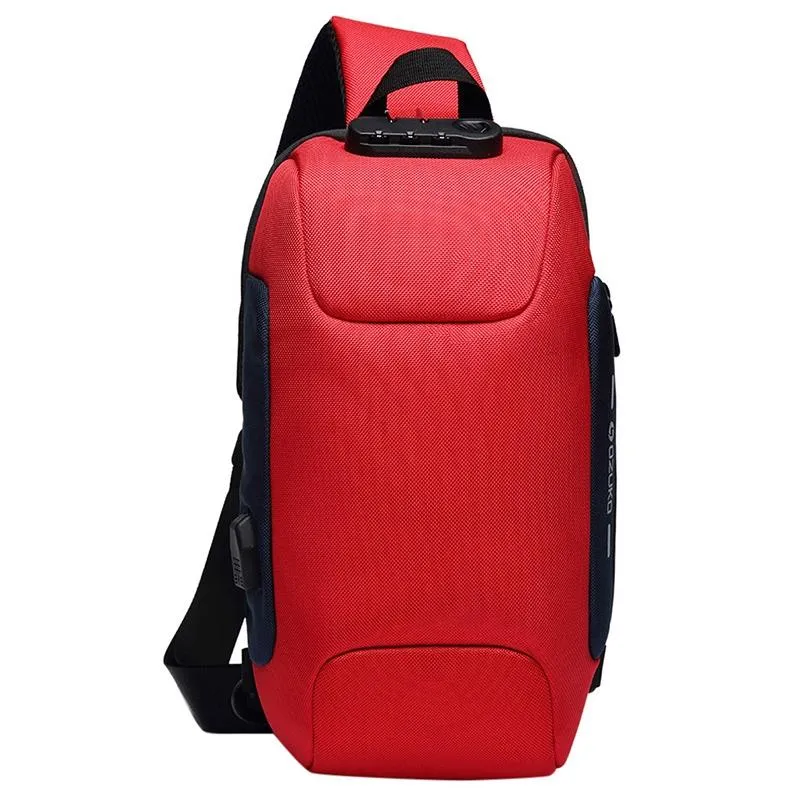 Anti Theft Men Waterproof Crossbody Bag With USB Port