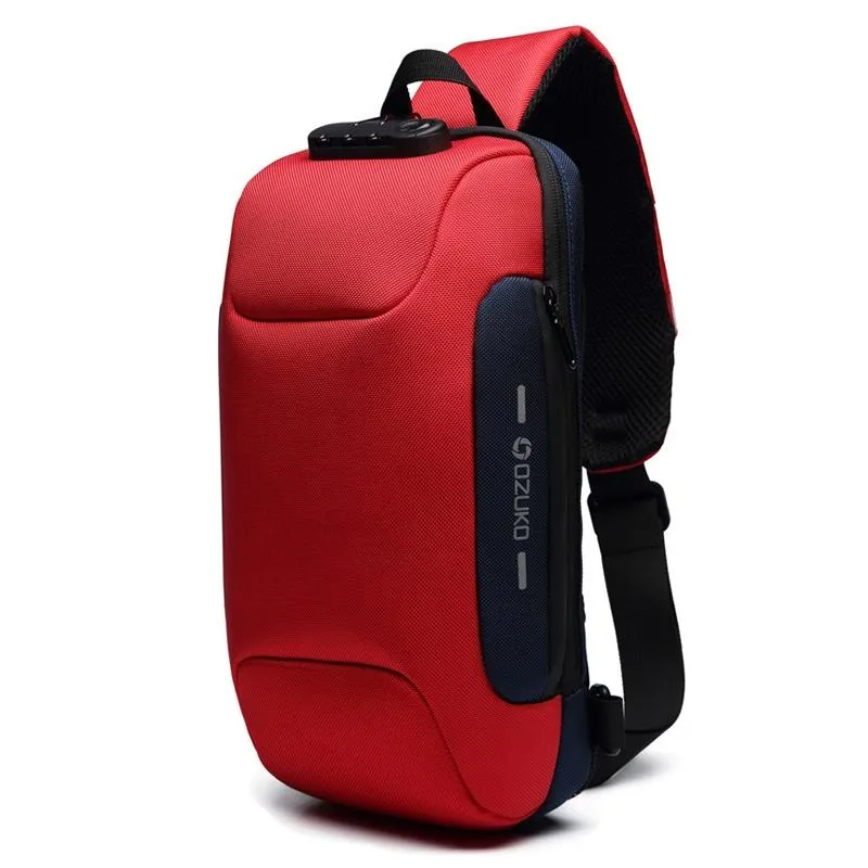 Anti Theft Men Waterproof Crossbody Bag With USB Port