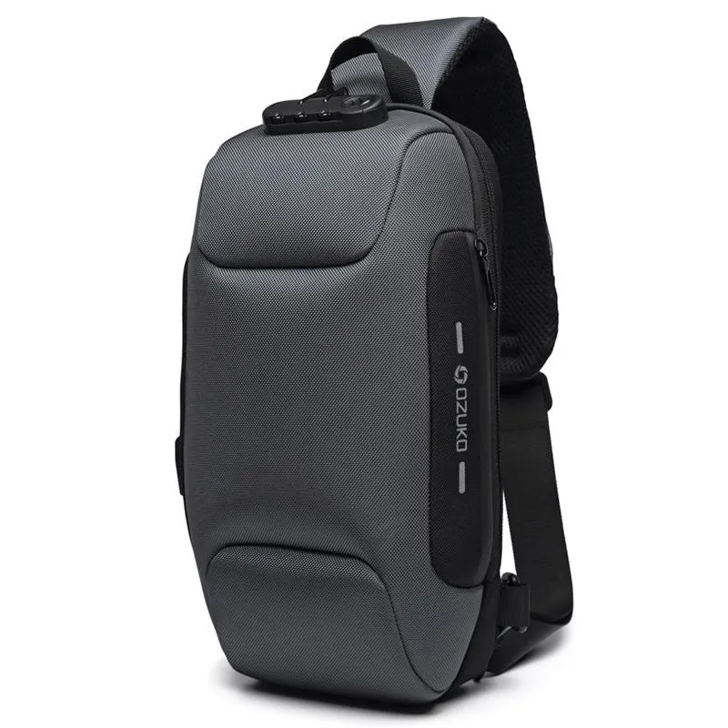 Anti Theft Men Waterproof Crossbody Bag With USB Port