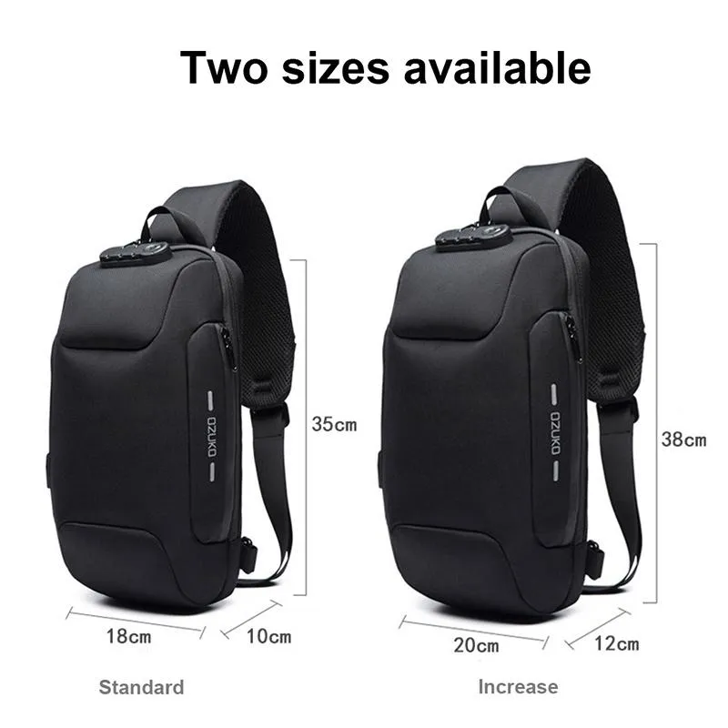 Anti Theft Men Waterproof Crossbody Bag With USB Port