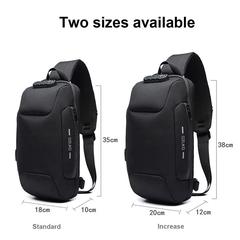 Anti Theft Men Waterproof Crossbody Bag With USB Port