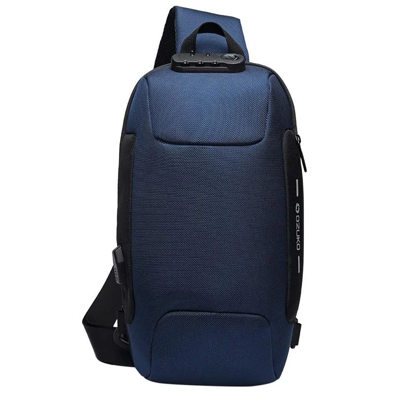 Anti Theft Men Waterproof Crossbody Bag With USB Port