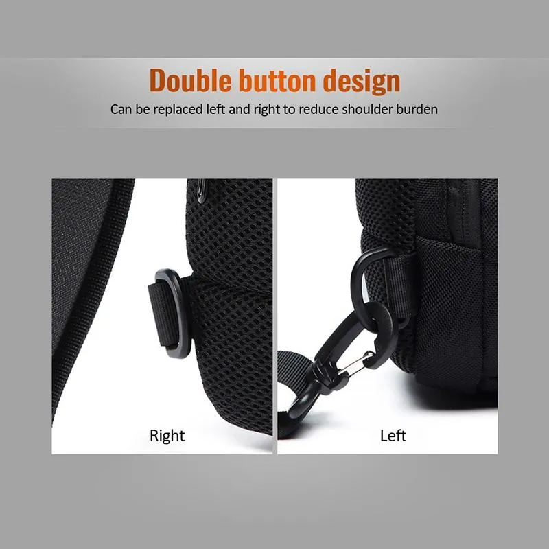 Anti Theft Men Waterproof Crossbody Bag With USB Port