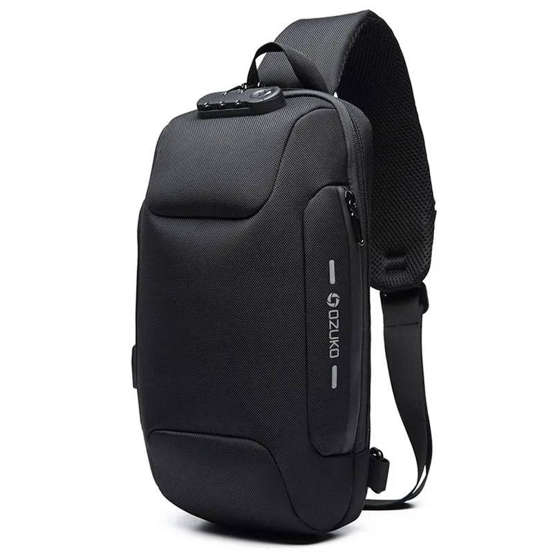 Anti Theft Men Waterproof Crossbody Bag With USB Port