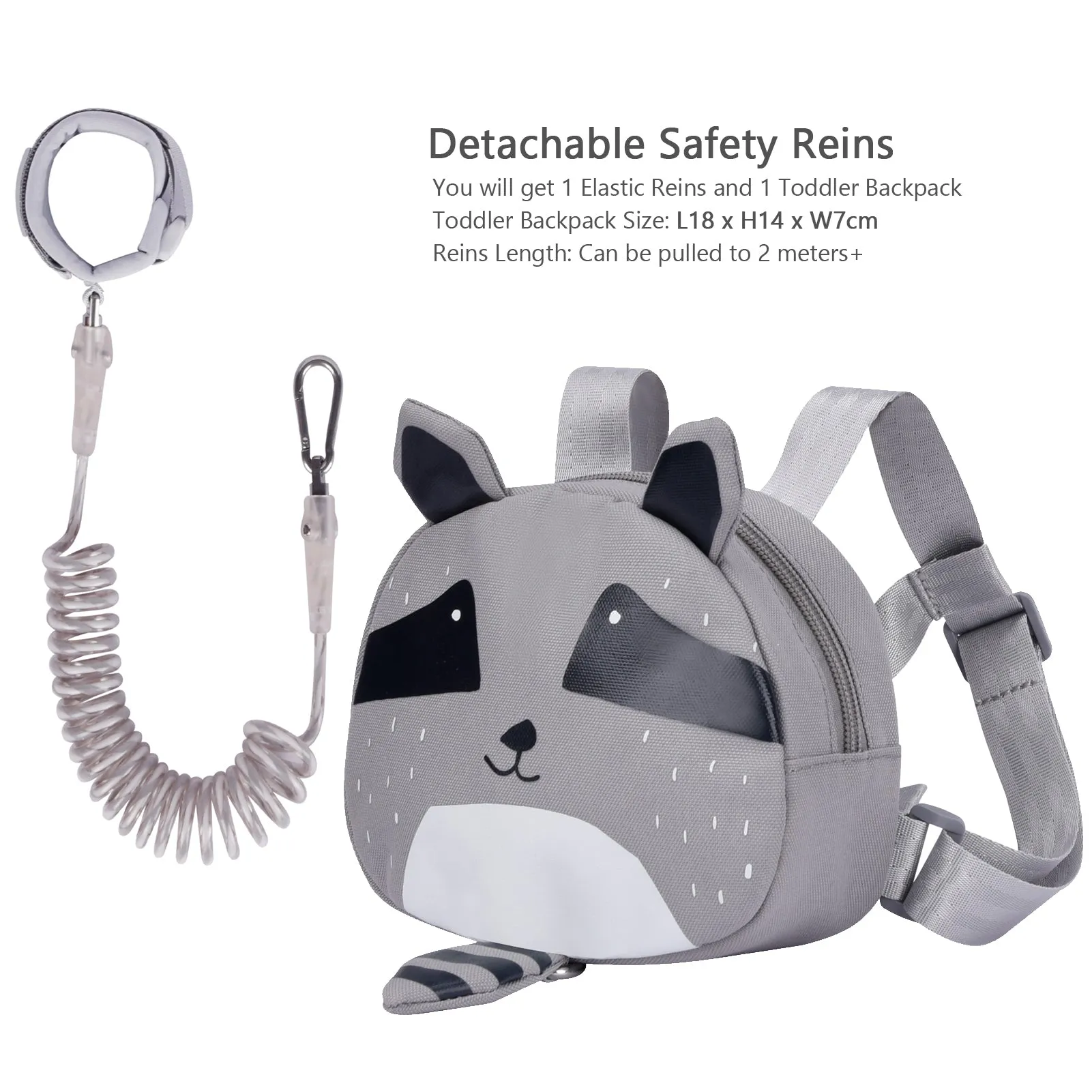 Bebamour Animal Toddler Backpack with Safety Reins Mini Bag with Safety Leash for Children Portable Backpack Rucksack with Safety Harness for Boys and Girls, Grey Bear