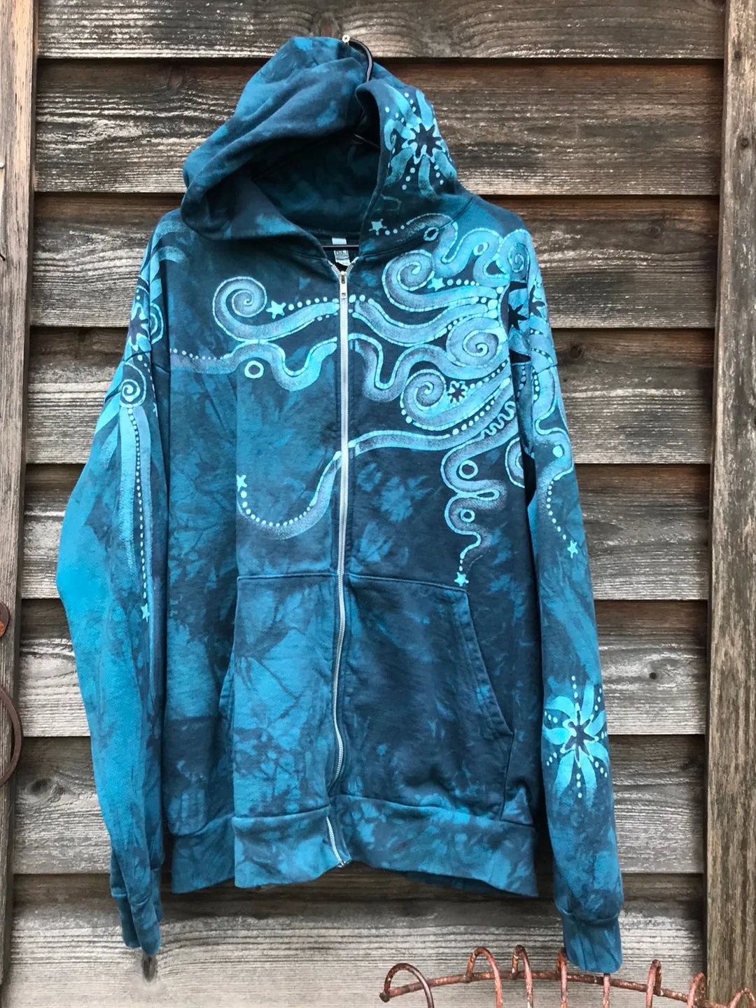 Blue Moon Handcrafted Batik Zipper Hoodie - Size 2X