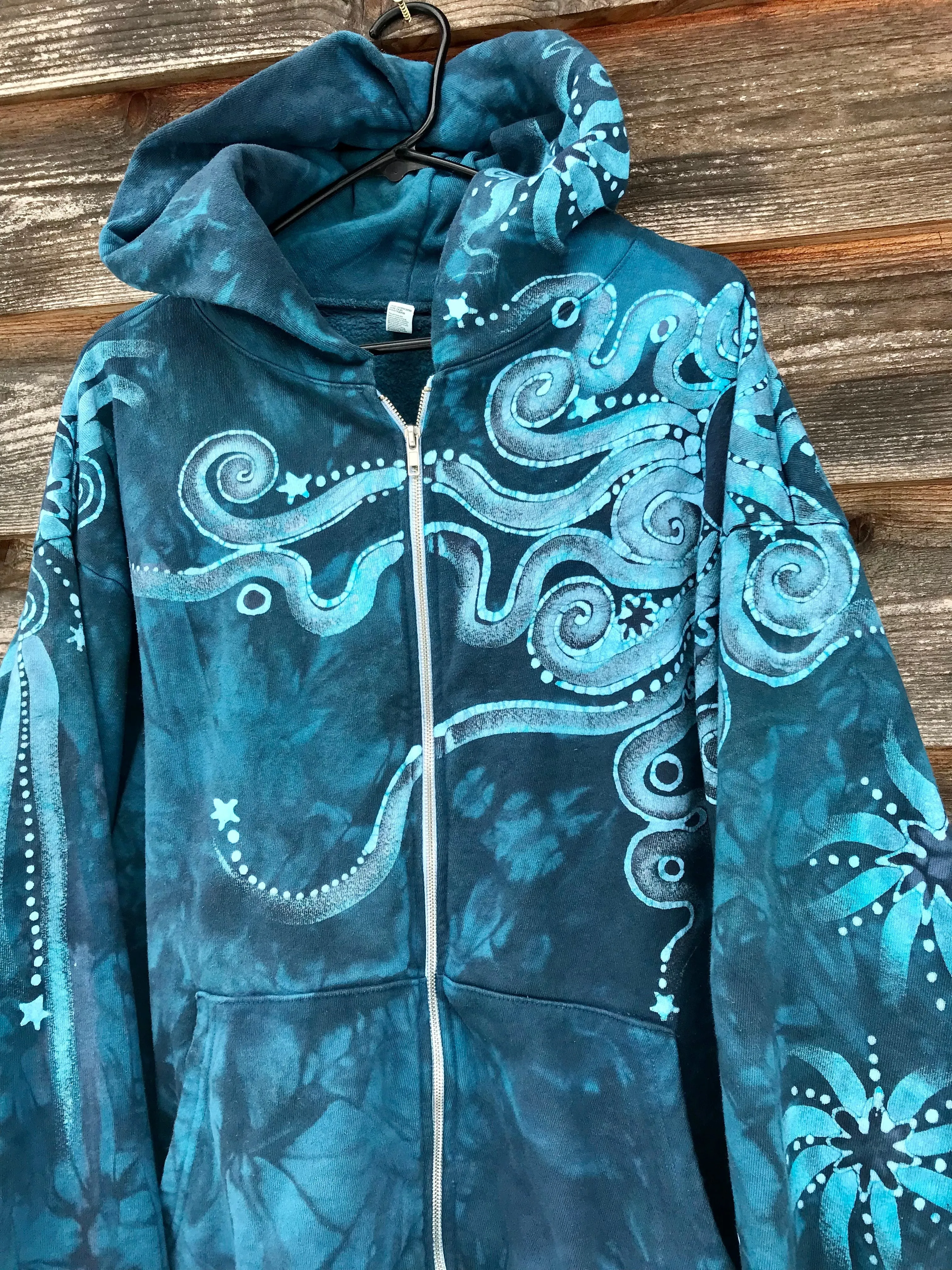 Blue Moon Handcrafted Batik Zipper Hoodie - Size 2X