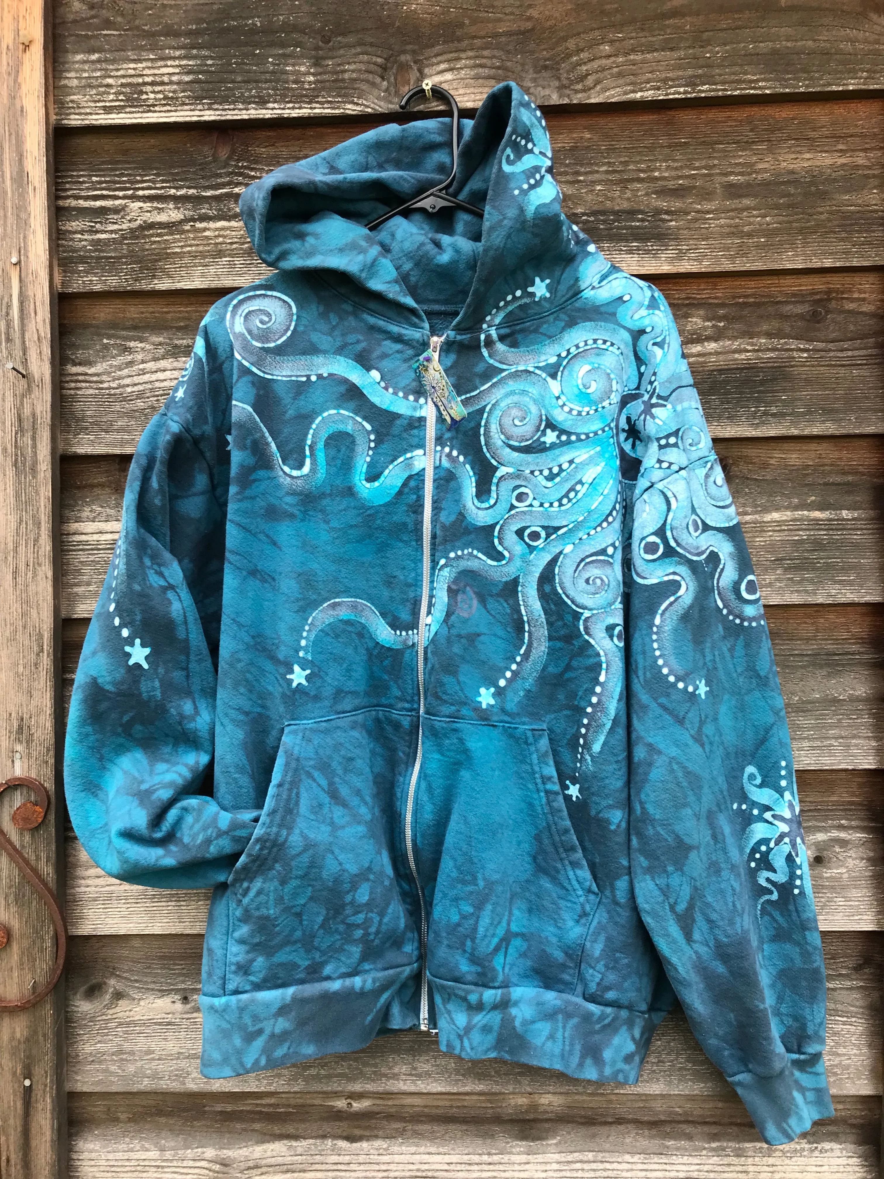 Blue Moon Handcrafted Batik Zipper Hoodie - Size 2X