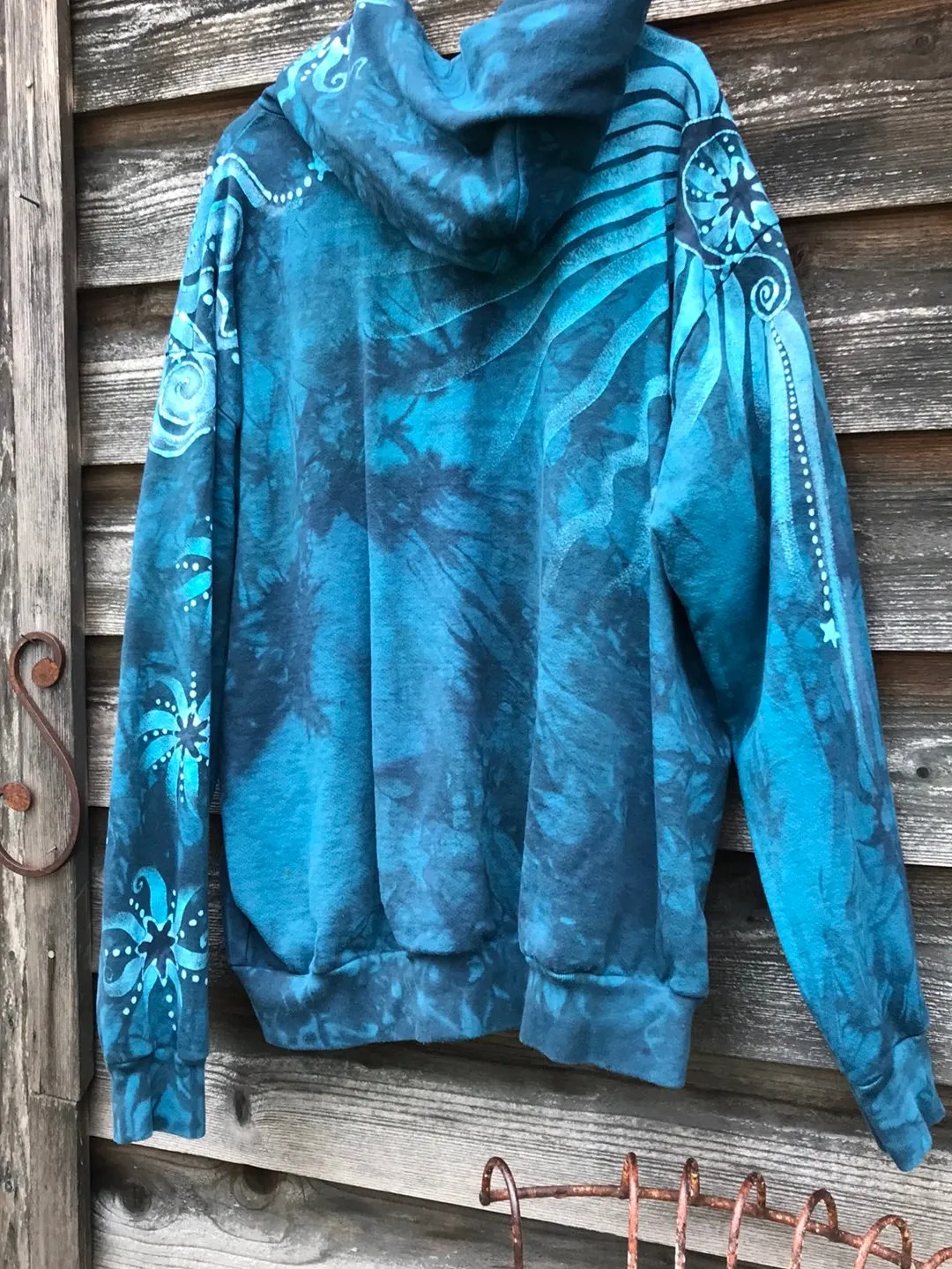 Blue Moon Handcrafted Batik Zipper Hoodie - Size 2X