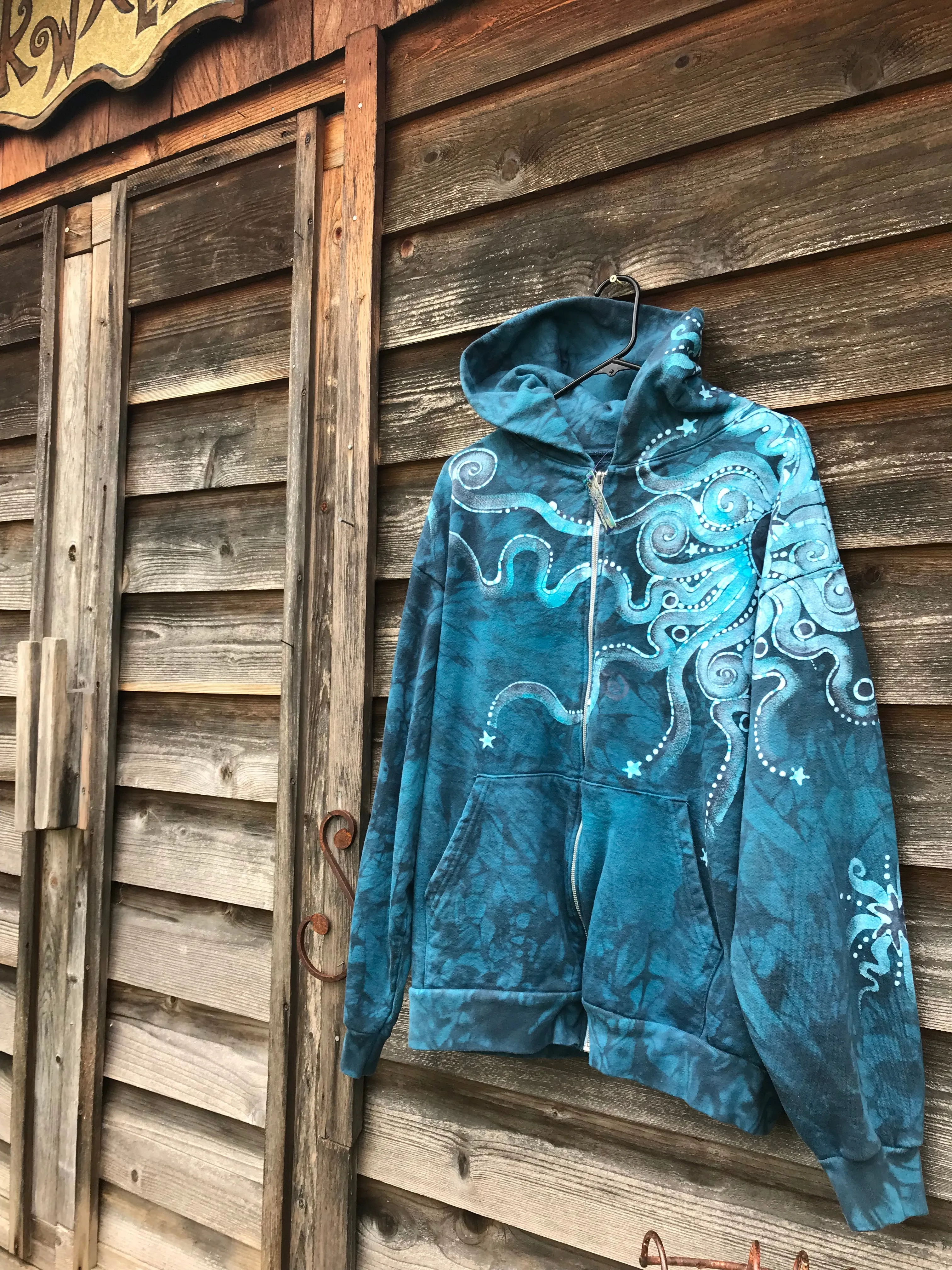 Blue Moon Handcrafted Batik Zipper Hoodie - Size 2X