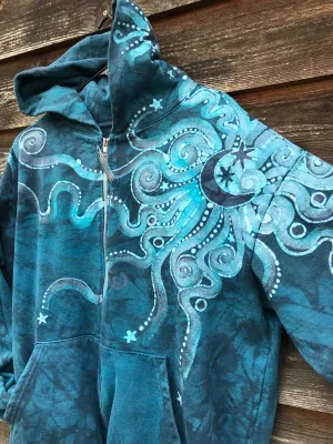 Blue Moon Handcrafted Batik Zipper Hoodie - Size 2X