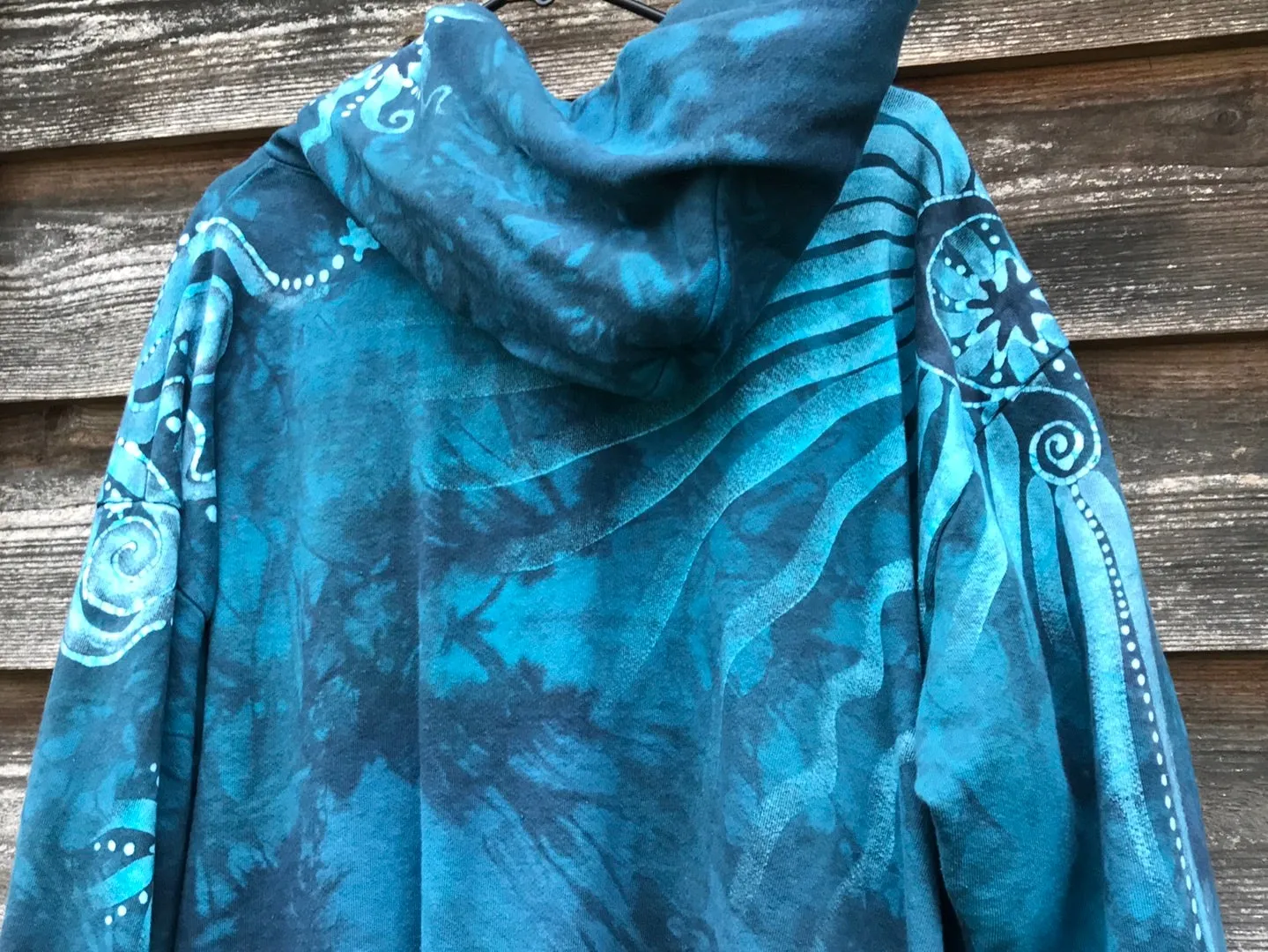 Blue Moon Handcrafted Batik Zipper Hoodie - Size 2X