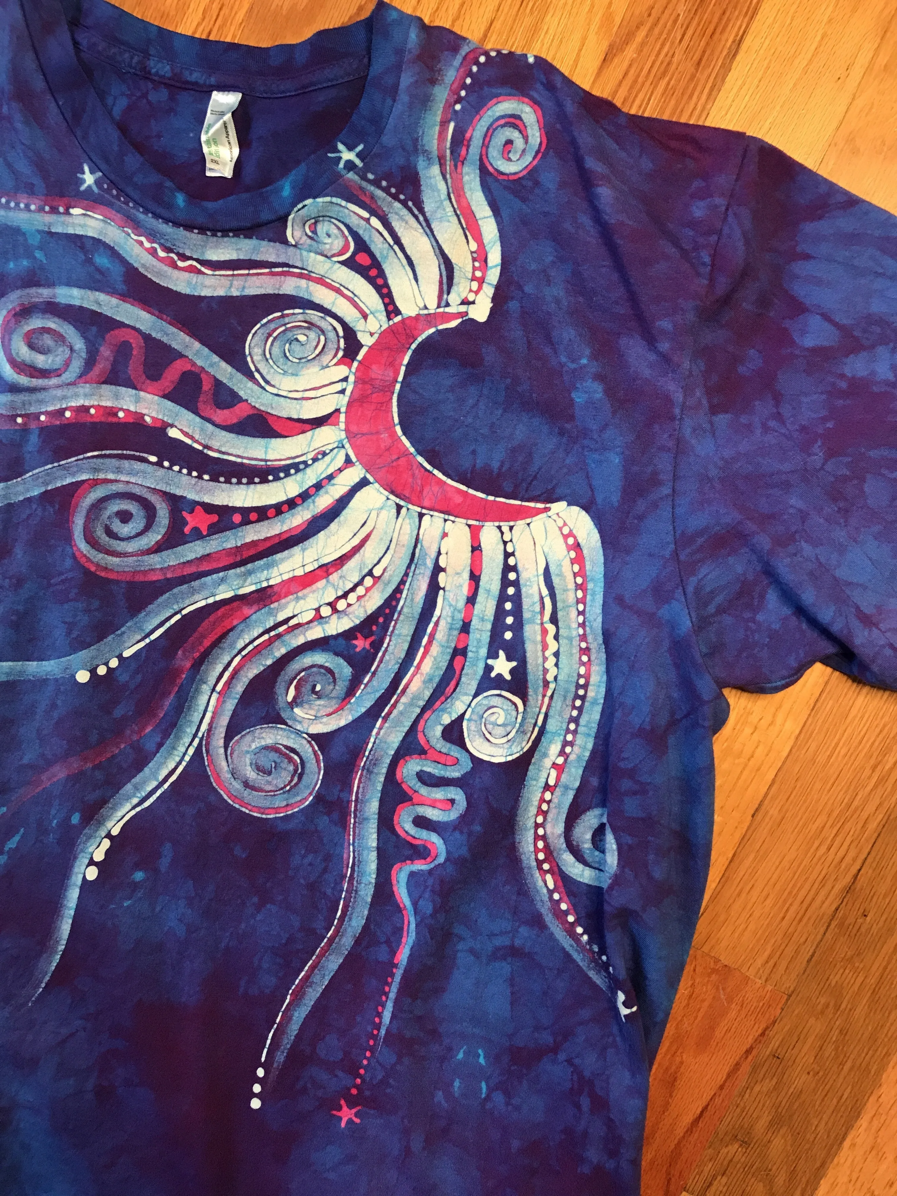 Blue Skies Blue Moonbeams Organic Batik Tshirt
