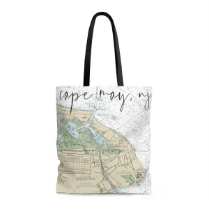 Cape May Nautical Map Beach Bag