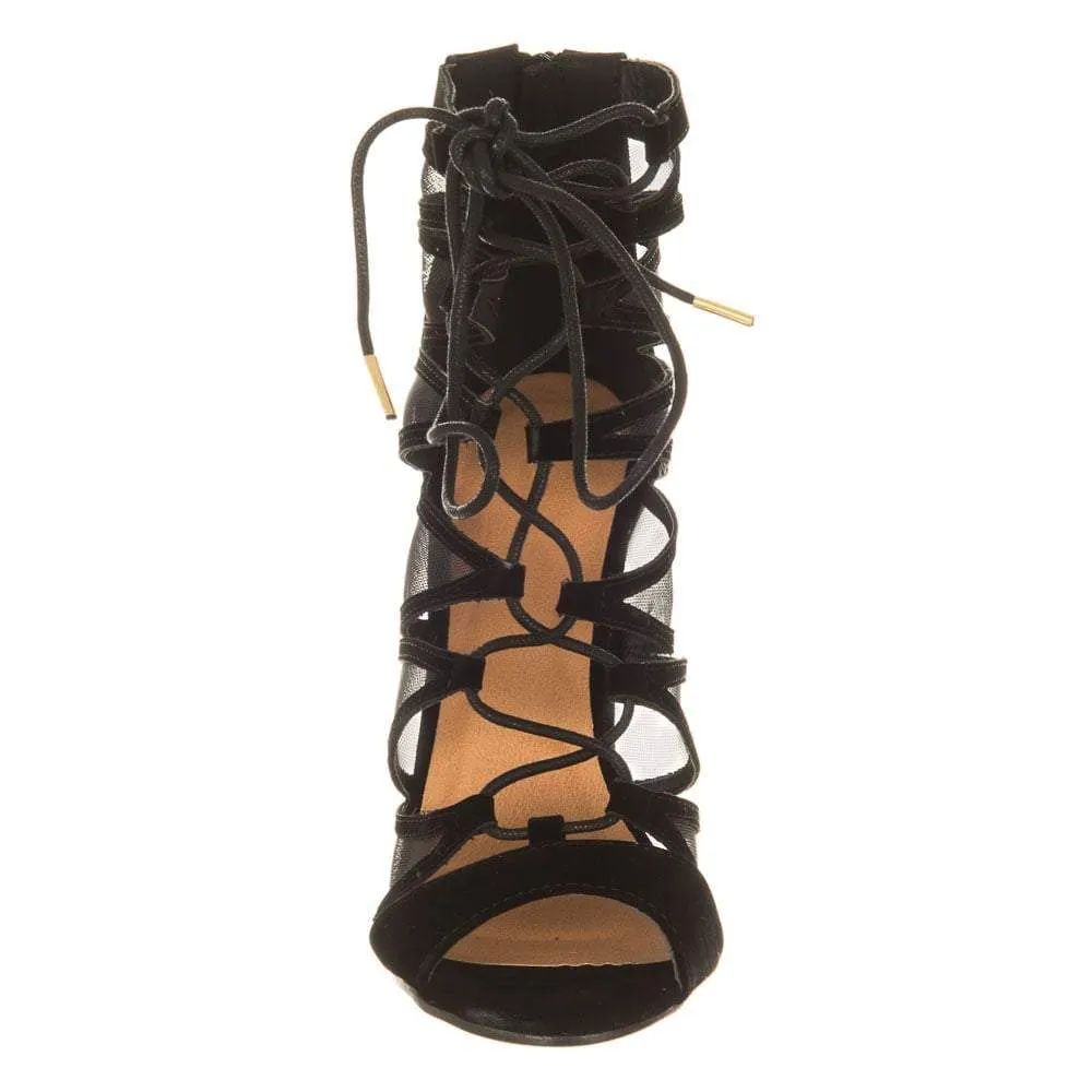 Dara High Heel Open Toe Strappy Ghillie Sandal