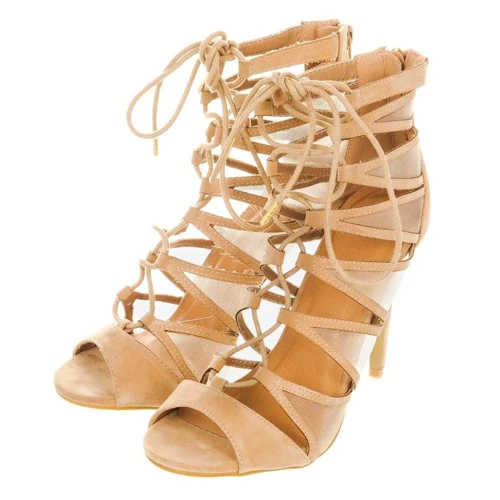 Dara High Heel Open Toe Strappy Ghillie Sandal