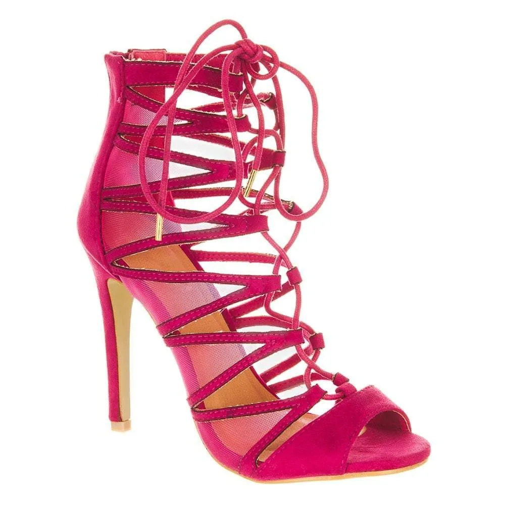 Dara High Heel Open Toe Strappy Ghillie Sandal
