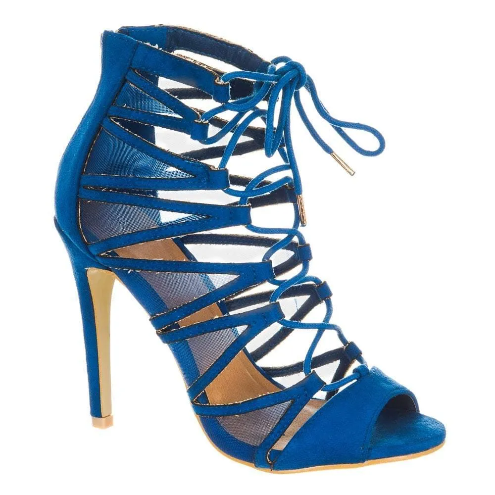Dara High Heel Open Toe Strappy Ghillie Sandal