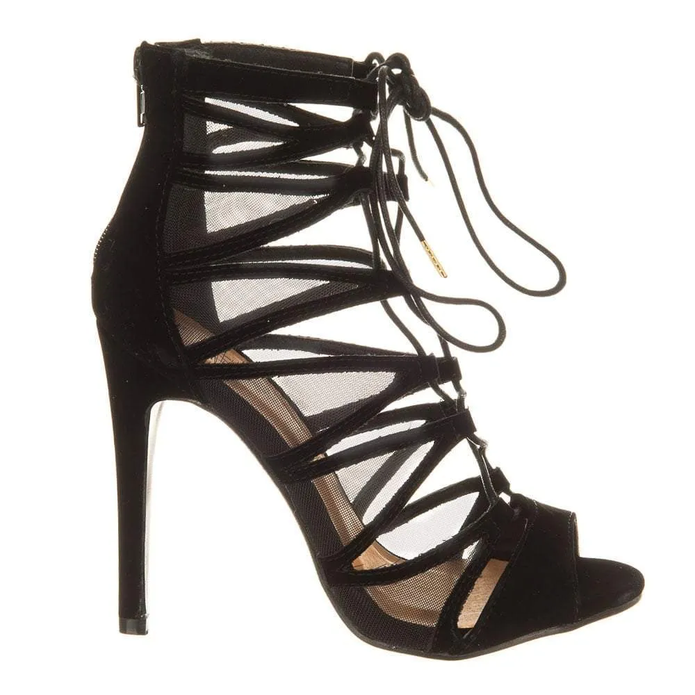 Dara High Heel Open Toe Strappy Ghillie Sandal