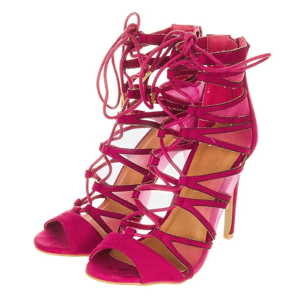 Dara High Heel Open Toe Strappy Ghillie Sandal