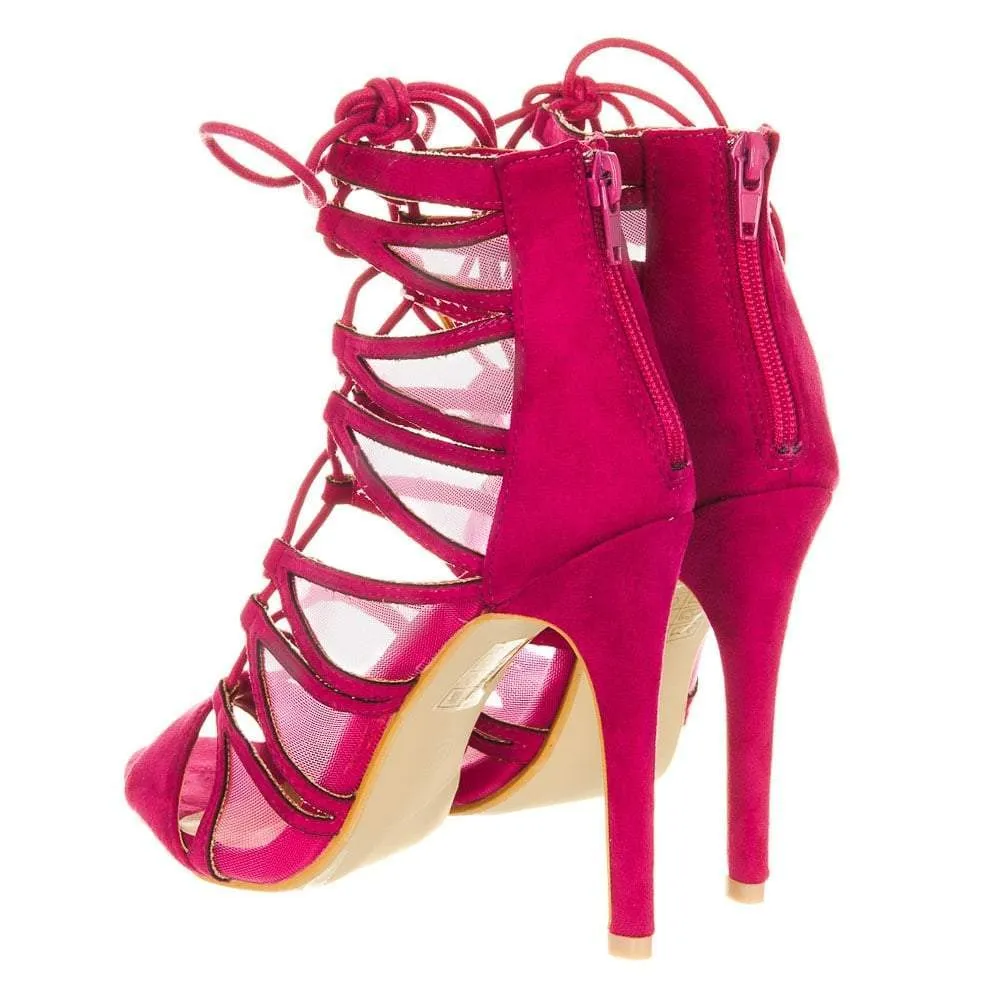 Dara High Heel Open Toe Strappy Ghillie Sandal