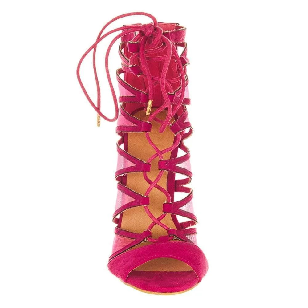 Dara High Heel Open Toe Strappy Ghillie Sandal