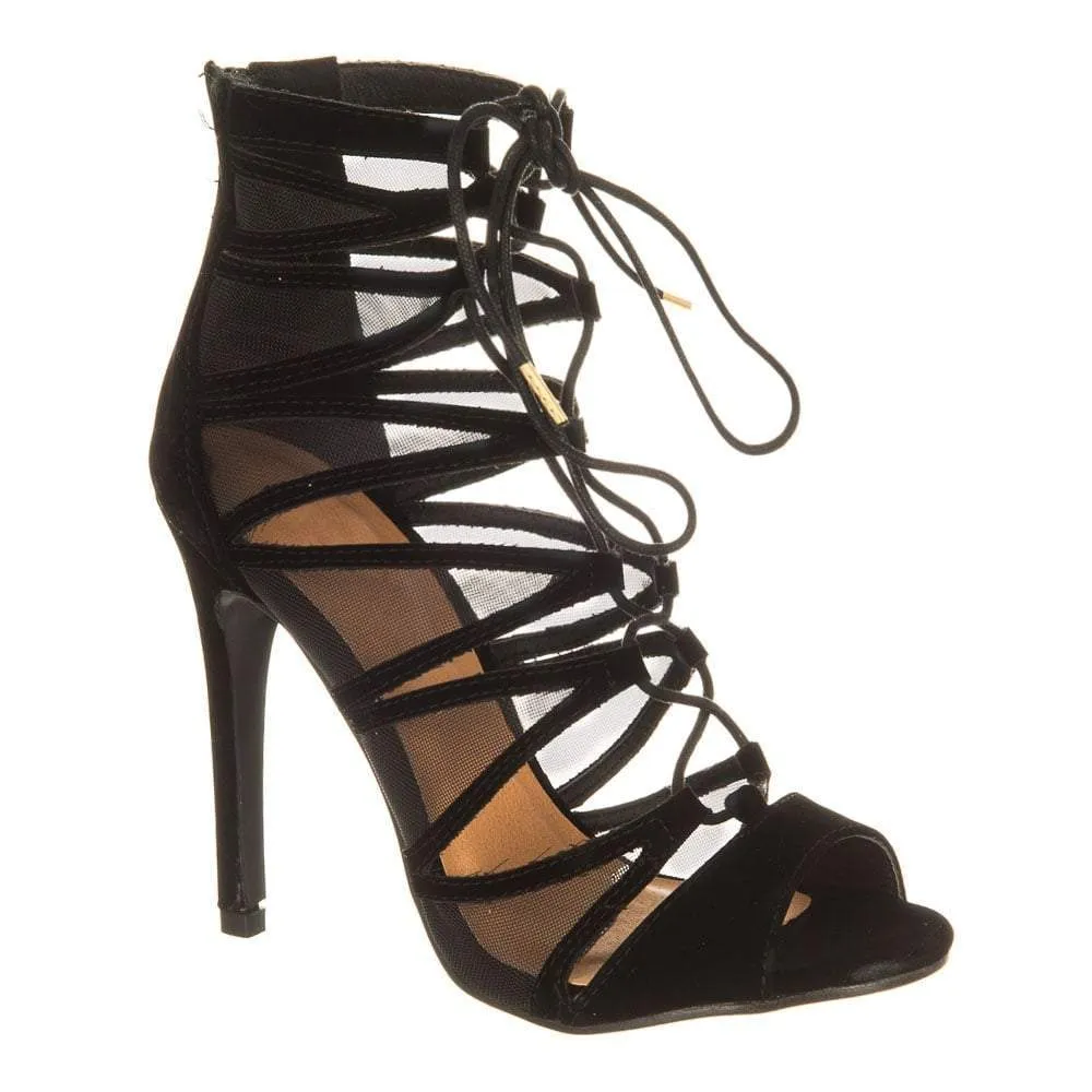 Dara High Heel Open Toe Strappy Ghillie Sandal