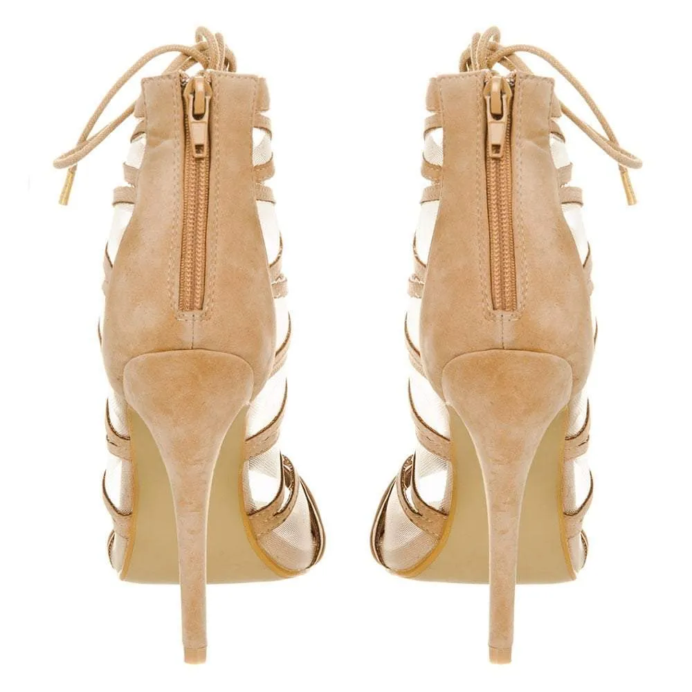 Dara High Heel Open Toe Strappy Ghillie Sandal