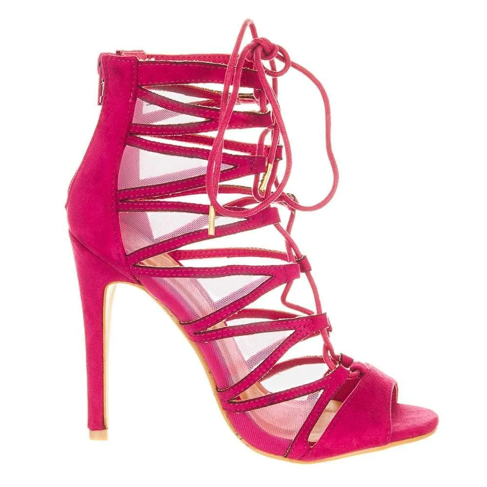 Dara High Heel Open Toe Strappy Ghillie Sandal