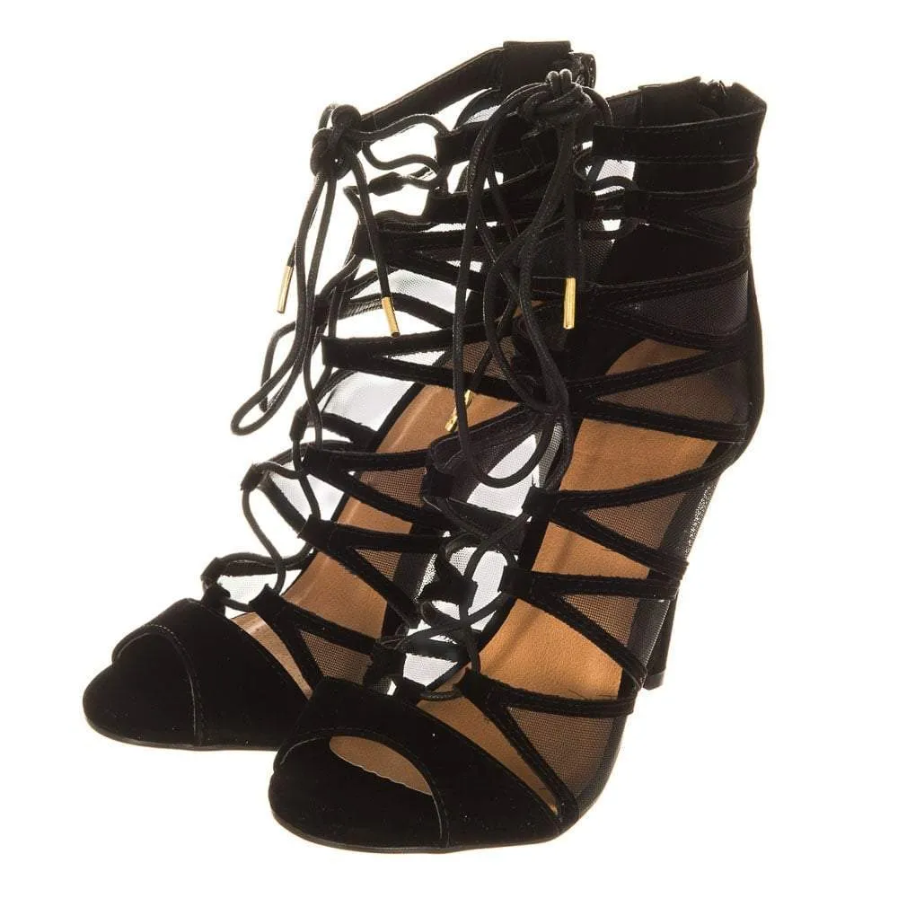 Dara High Heel Open Toe Strappy Ghillie Sandal