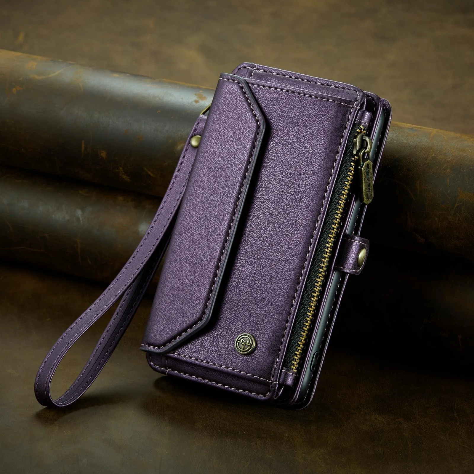 For Iphone 15 Card Slots Zipper Wallet Rfid Anti-Theft Leather Phone Case