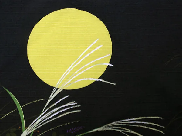 Furoshiki, Japanese Traditional Handkerchief Wrapping Cloth - Small, Black Tsukimi Rabbits Moon