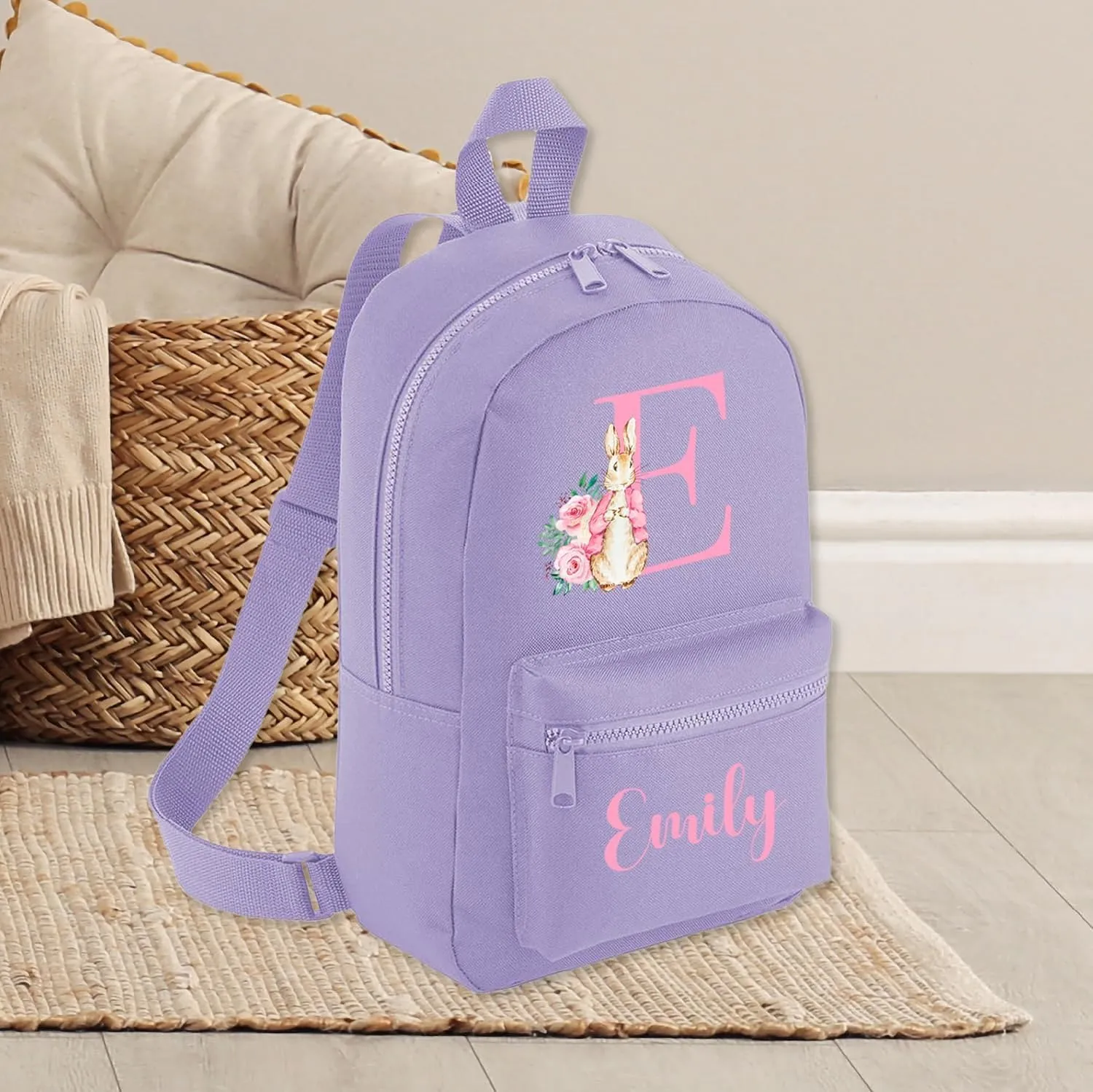 Hoolaroo Personalised Toddler Backpack Baby Kids Lilac Pink Bunny Rabbit Rucksack Girls 35 x 23 x 12 cm Nursery Bag Gift